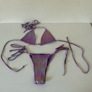 Dolls Kill Club Exx Lavender Siren Calling Metallic Bikini Set